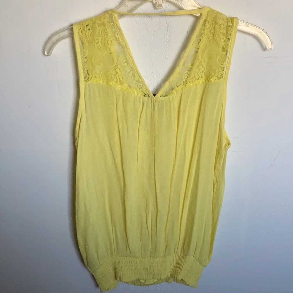 Vintage Pearl yellow lace sleeveless top size L - Picture 7 of 8